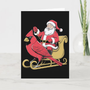 Santa Riding Giant Cardinal Bird For Christmas Lov Card