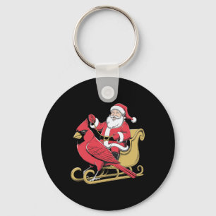 Santa Riding Giant Cardinal Bird For Christmas Lov Key Ring
