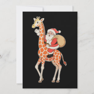 Santa Riding Giraffe Christmas Xmas Holiday Season Card