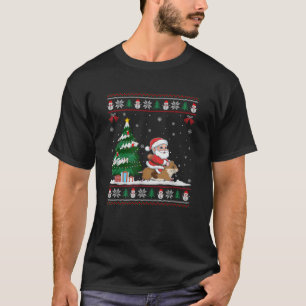Santa Riding Hamster Tree Lighting Christmas Pajam T-Shirt