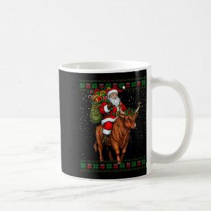 Santa Riding Highland Cow Ugly Christmas Sweater Coffee Mug