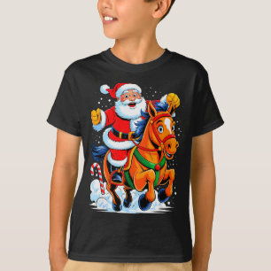 Santa Riding Horse Funny Equestrian Christmas Xmas T-Shirt