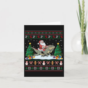 Santa Riding Iguana Boys Girls Kids Ugly Christmas Card