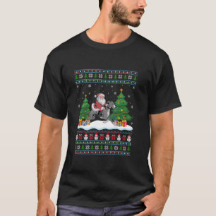 Santa Riding Italian Greyhound Dog Tree Lights Xma T-Shirt