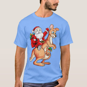 Santa Riding Kangaroo Australian Christmas T-Shirt