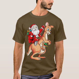 Santa Riding Kangaroo Australian Christmas T-Shirt