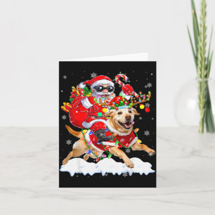 Santa Riding Labrador Retriever Christmas Lights D Card
