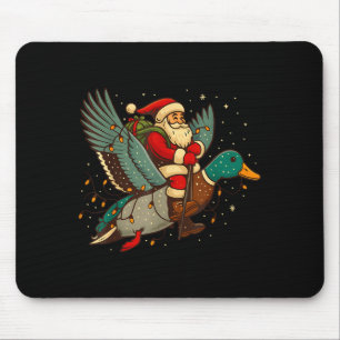 Santa Riding Mallard Duck Funny Christmas Holiday Mouse Pad