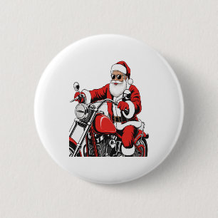 Santa Riding Motorcycle 6 Cm Round Badge