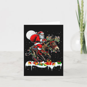 Santa Riding Mule Reindeer Xmas Farm Animal Lover  Card