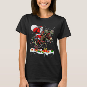 Santa Riding Mule Reindeer Xmas Farm Animal Lover  T-Shirt