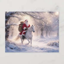 Santa Riding on a Beautiful White Horse Christmas