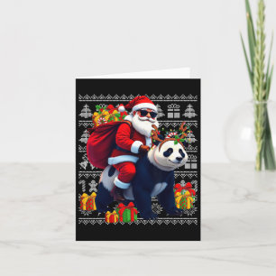 Santa Riding Panda Christmas Lights Ugly Christmas Card