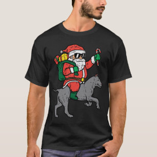 Santa Riding Pitbull Pit Dog Fun Christmas T-Shirt