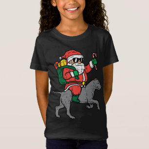 Santa Riding Pitbull Pit Dog Fun Christmas T-Shirt