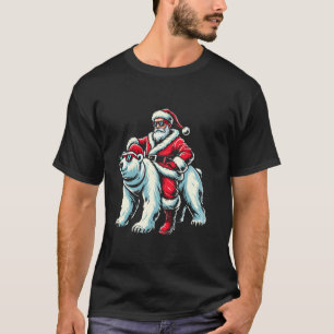 Santa Riding Polar Bear Christmas Xmas T-Shirt