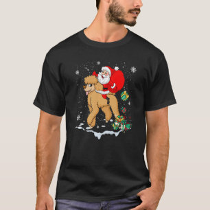 Santa Riding Poodle Dog with Hat Claus Christmas P T-Shirt