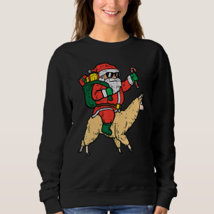 Santa Riding Poor Llama  Christmas Xmas Kids Men W Sweatshirt