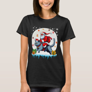 Santa Riding Reindeer Chartreux Cat Christmas Owne T-Shirt