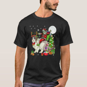 Santa Riding Reindeer Ragdoll Cat Christmas Tree   T-Shirt