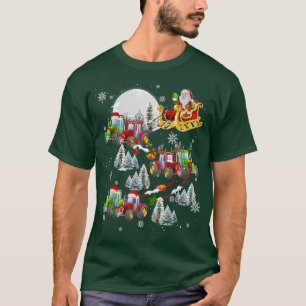 Santa Riding Reindeer Santa Tractor Sleigh Christm T-Shirt