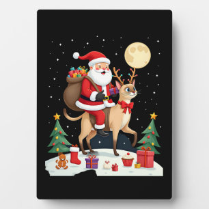 Santa Riding Reindeer Siamese Cat Christmas Tree L Plaque