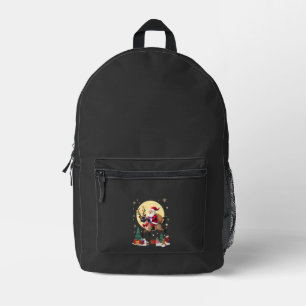 Santa Riding Reindeer Siamese Cat Christmas Tree L Printed Backpack