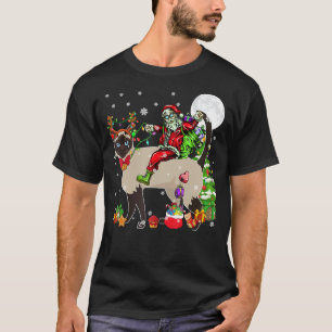 Santa Riding Reindeer Siamese Cat Christmas Tree L T-Shirt