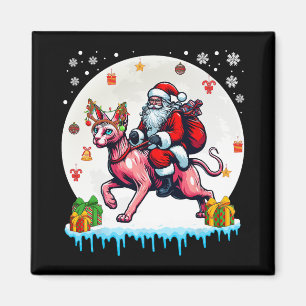 Santa Riding Reindeer Sphynx Cat Christmas Owner K Magnet
