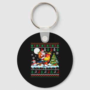 Santa Riding Reindeer Sun Conure Sweater Xmas Tree Key Ring