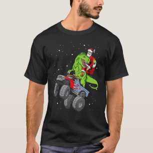 Santa Riding Rex Dinosaur Monster Truck Boy Christ T-Shirt
