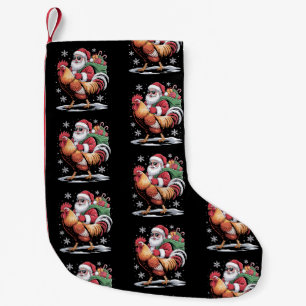 Santa Riding Rooster Christmas Farm Chicken Xmas Small Christmas Stocking