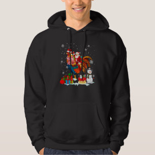 Santa Riding Rooster Christmas Pajama Family Snowm Hoodie