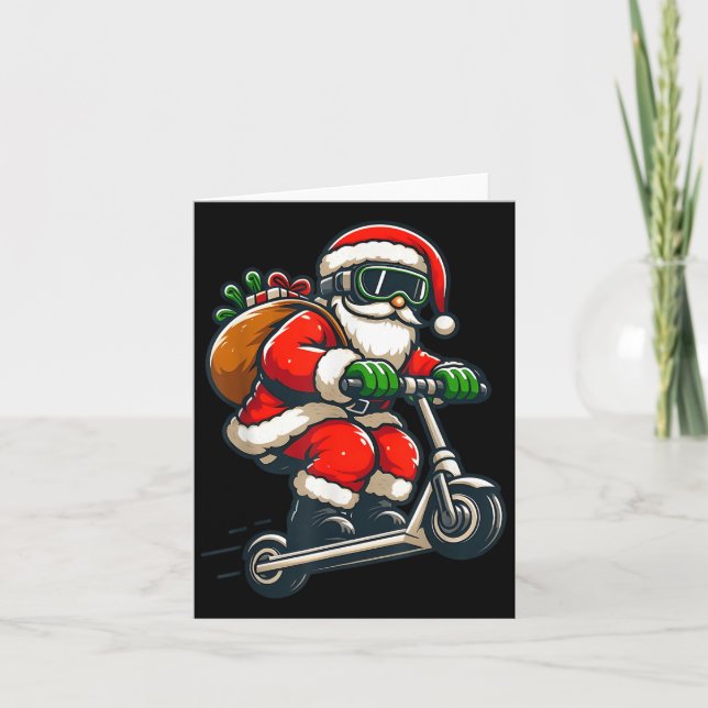 Santa Riding Scooter Christmas Pajama For Toddlers Card (Front)