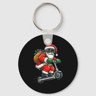 Santa Riding Scooter Christmas Pajama For Toddlers Key Ring