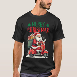 Santa Riding Scooter | Merry Christmas | T-Shirt