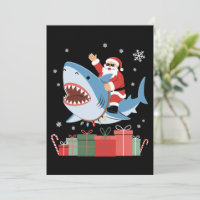 Santa Riding Shark Christmas Pajama Cute Ocean 