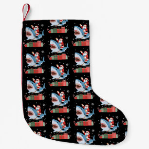 Santa Riding Shark Christmas Pajama Cute Ocean Small Christmas Stocking