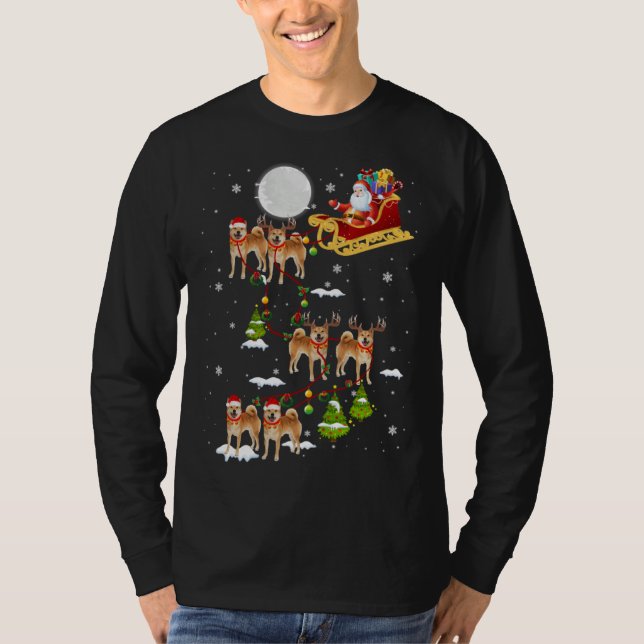 Santa Riding Shiba Inu Sleigh Christmas Shiba Inu  T-Shirt (Front)