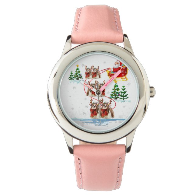 Santa Riding Shih Tzu | Reindeer Christmas Gift Watch (Front)