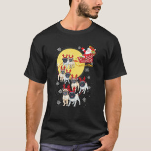 Santa Riding Sleigh Reindeer Pug Christmas Pug T-Shirt