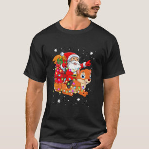 Santa Riding Squirrel Christmas Light Funny Xmas S T-Shirt