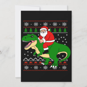 Santa Riding T Rex Christmas Dinosaur Ugly Xmas Invitation