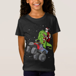 Santa Riding T Rex Dinosaur Monster Truck Boy Chri T-Shirt