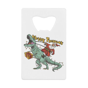 Santa Riding T Rex - Merry Trexmas