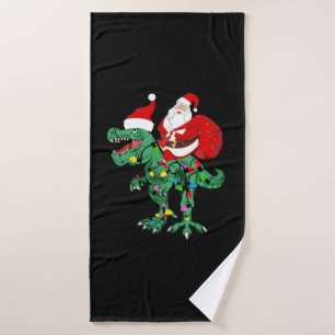 santa riding tree rex   bath towel
