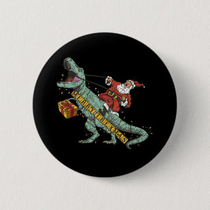Santa Riding Trex - Merry Trexmas 6 Cm Round Badge