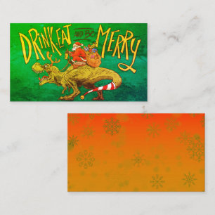 Santa Riding Trex - Prehistoric Christmas Day Card