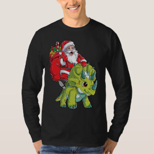 Santa Riding Triceratops Dinosaur Christmas Boys K T-Shirt