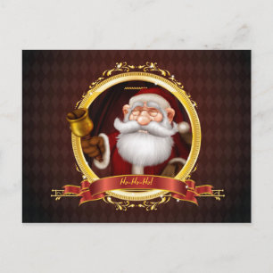 Santa Ringing Gold Bell Postcard